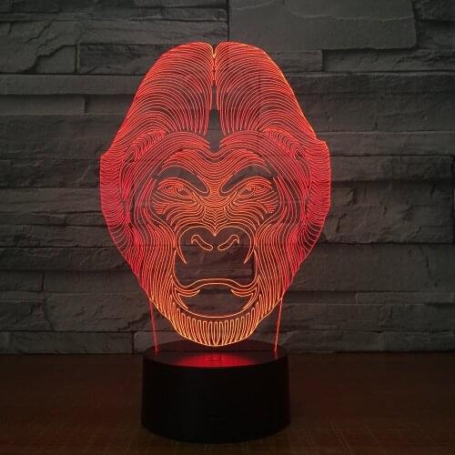 Chimpanzee 3D Lamp 7 Color Changing Animals Effect Orangutan Shape Lamp Apes Light LED Night Lamp with Touch Desk lamp Drop Ship