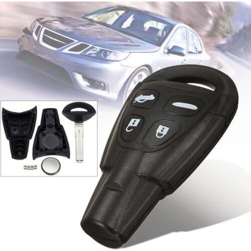 4 Buttons Car Replacement Remote Key Fob Control Shell Case Black with Micro Switch + Battery for SAAB 9-3 9-5 Remote Key Shell