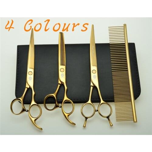 7.0'' 19cm Brand Purple Dragon 683GA# Pets Hairdressing Scissors Dogs Cats Cutting Scissors Thinning Shears Hair Scissors Suit