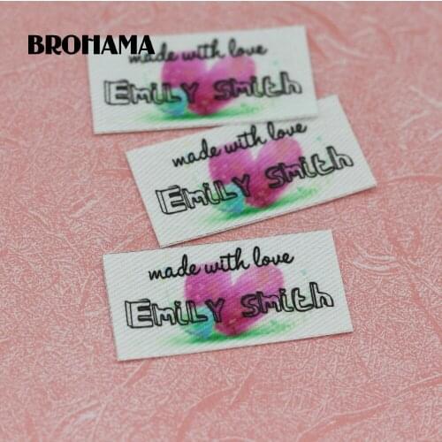 80 pieces Custom logo labels, Name iron on label, Custom Clothing tags, Organic Cotton Labels