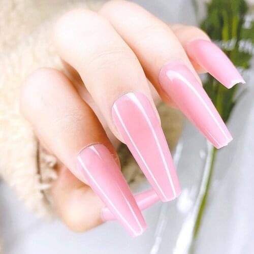 Acrylic Ballerina Nail Detachable DIY Art Coffin False Nails Full Cover Nails Extension Solid Color Convenience Manicure Tools