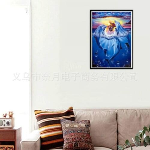 New Full Paste Round Diamond Diamond Painting Fashion Dolphin Cross Stitch Masonry Painters Living Room Decoration Supplies
