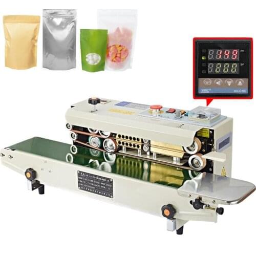 110V220V Automatic Continuous Sealing Machine Food Sealer Plastic BagPackage Machine Printable Date Heat Sealing Machine