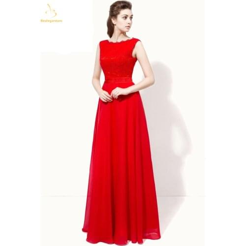 Bealegantom 2019 Red Chiffon Prom Dresses With Lace Up Long Formal Evening Party Gowns longo Vestido Longo In Stock QA1328