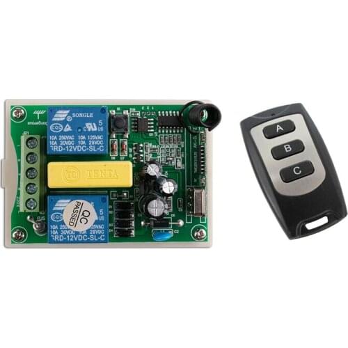 AC 220 V 2 CH RF Wireless Remote Control 1* Receiver +1* Transmitter tubular motor garage door projection screen 3 button