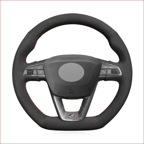 MEWANT Black Suede Car Steering Wheel Cover for Seat Leon Cupra Leon ST Cupra Leon ST Cupra Ateca Cupra Ateca FR