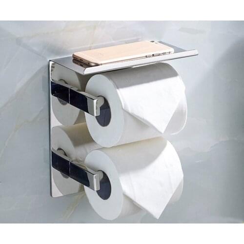 Leyden Chrome Brushed Black 304 Stainless Steel Toilet Paper Holder With Hook Wal Mounted Phone Holder Bathroom Accessories