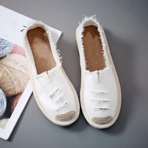 Summer Strap Loafers Woman Flat Slip On Canvas Straw Espadrilles 2021 Ladies Casual Comfort Slip On Lazy Shoes Female Fashion