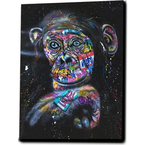 Monkey Thinking Graffiti Art Posters and Prints Animals Street Wall Paintings Print on Canvas Apes Abstract Pictures Home Decor