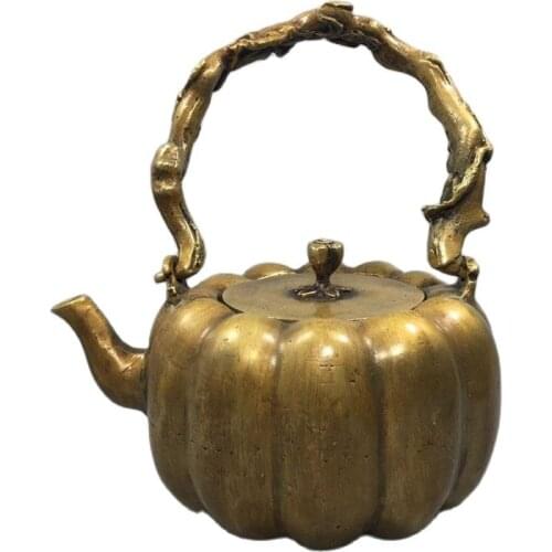 Chinese Old Copper Collection Pure Copper Pumpkin flagon