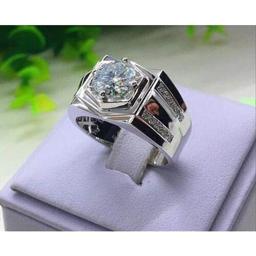 Fashion New Arrival Silver Color Crystal Ring Cubic CZ Mature Steady Mens Finger Accessories Jewelry Birthday Cocktail Party