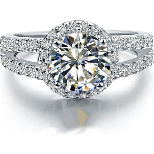 Factory Directly Sell Solid 18K White Gold Au750 Female Ring 2Ct Round Cut Diamond Promise Wedding Ring White Gold Ring