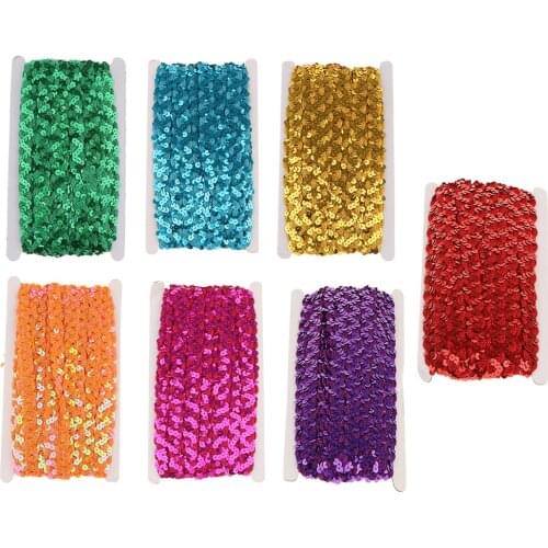 13m Beaded Sequin Lace Trim Sequin Paillette Ribbon Braid Applique DIY Handcraft Sewing Headdress Wedding Costume Decoration