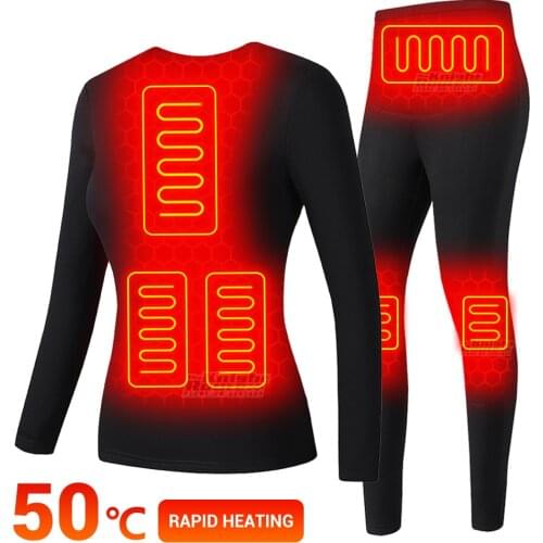 Heated Jacket Motorcycle Heating Jacket Electric USB Battery Powered Heated Thermal Underwear Set for Autumn Winter Women