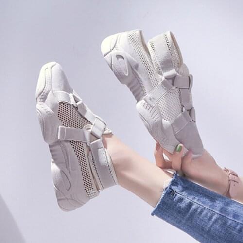 Summer Thick bottom Heighten Vulcanized shoes Women Lightweight Breathable Platform shoes ladies Convenient Put on and take off