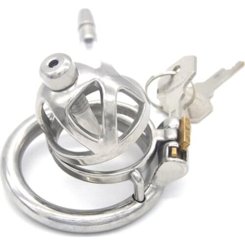 Male Stainless Steel Chastity Lock Penis Cage with Catheter Mens Chastity Device Sex Toys Metal CB Lock 40/45/50mmPenis Rings