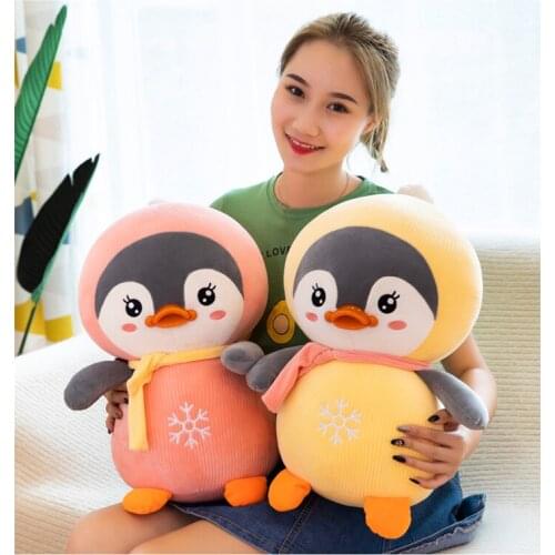New toy cartoon penguin with scarf plush toy lovely penguin down cotton soft doll throw pillow,birthday gift b0575