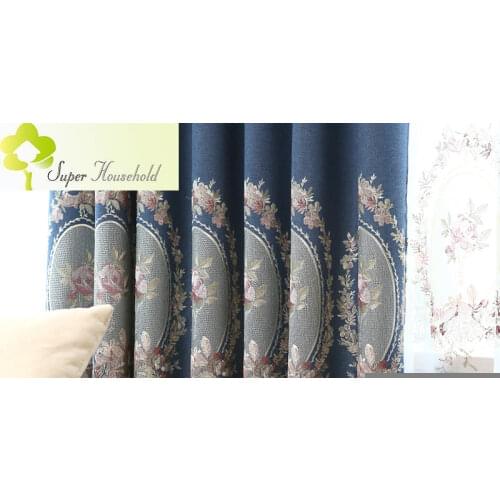 New Luxury Blackout Curtains For Living Room Faux Linen Curtain For Bedroom Embroidered Voile & Cloth Curtains Blinds Customized