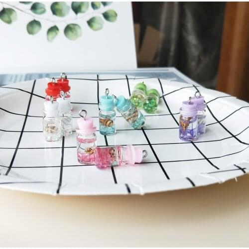 New 10pcs/lot Drifting Bottle Shell Design Charms 3D Fashion Bottle Pendants Earring Charm Fashion Jewelry Accessories YZ349
