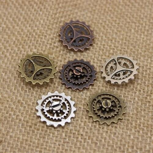 Three color Charm Vintage Zinc Alloy Glossy Punk Gear Charm Steampunk gears Charms 30pcs/lot 22mm T0369