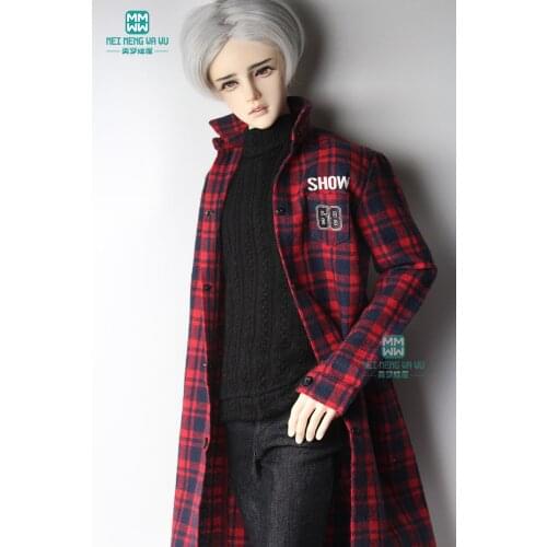 BJD doll clothes fits 70cm--80cm BJD uncle fashion wine red plaid T-shirt