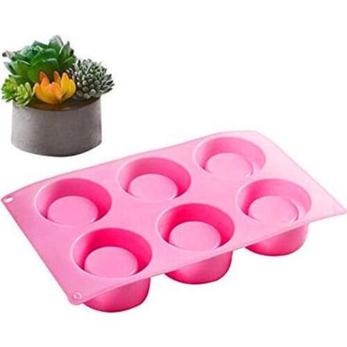6 Holes Silicone Mold for Concrete Planter Flower Pot Molds Homemade Succulent Plants Pot Cement Clay Molds Home Office Decor