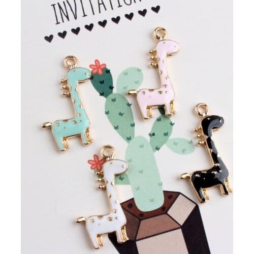 10pcs/pack Cute Giraffe 17*30mm Enamel Charms Gold-Colour Metal Pendant fit Necklace bracelet DIY Jewelry Accessory