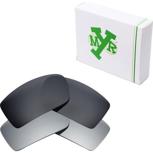 2 Pairs Mryok Anti-Scratch POLARIZED Replacement Lenses for Oakley Gascan Sunglasses Silver Titanium & Black IR
