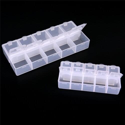 Portable Transparent 10 Slots Weekly Pills Medicine Box Case Organizer Holder 2Sizes Travel Pill Cases 1PCS