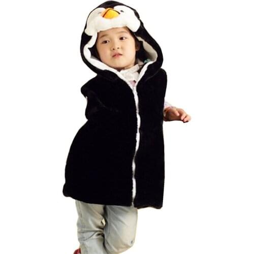 DOUBCHOW Cute Animal Vest Unisex Childrens Cartoon Penguin Winter Hooded Kids Girls Boys Cotume Cosplay Outwear Coat Clothing