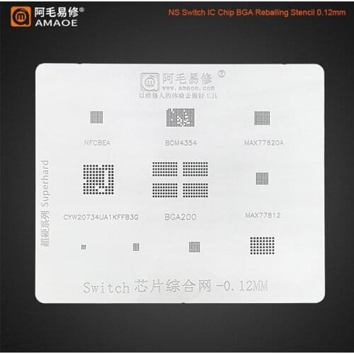 AMAOE BGA Reballing Stencil Template For Game Player Switch IC BGA200 NFCBEA BCM4354 MAX77620A 77812 Solder Ball Tin Plant Net