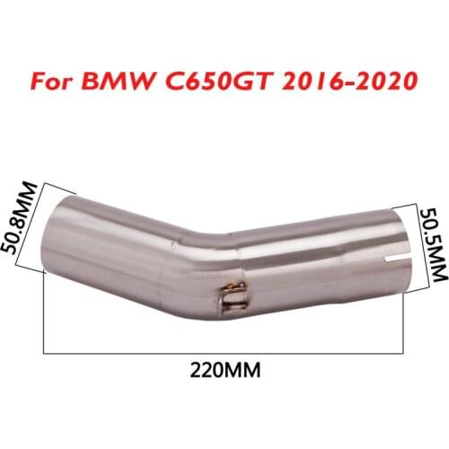 Motorcycle Exhaust System Middle Mid Link Pipe Connector Section Tube Slip on 51mm Exhaust for BMW C650GT 2016-2020