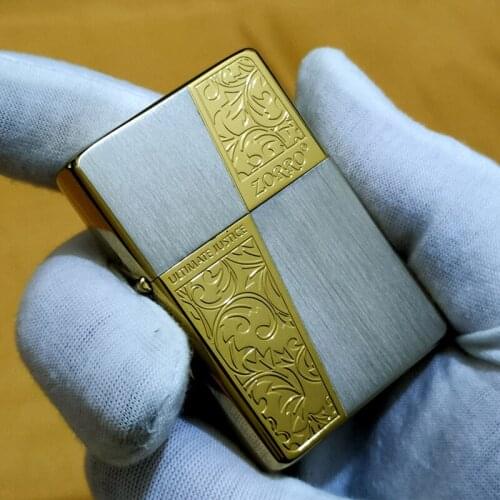 ZORRO pure copper high-grade kerosene lighter windproof retro Engrave Tang grass smoking gift to boyfriend father Cigarettes