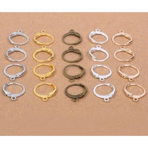 14x12mm 20pcs High Quality Silver And Rose Gold Bronze Rhodium Plated Brass French Earring Hooks Wire Settings Base WholeSale