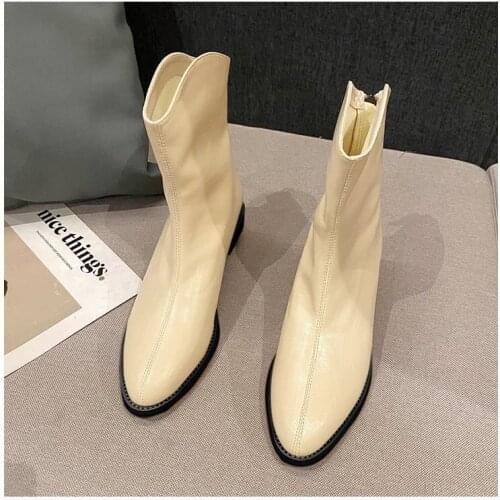 Martin boots womens 2021 new autumn and winter British style pointed thick heel back zipper