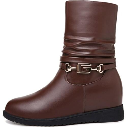 WomenS Round-Toe Flat-Bottomed Boots, Solid Color Short Boots With Side Zipper, WomenS Platform Shoes