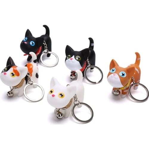 1Pcs Cute Cartoon Fat Cat Pendant Key Rings Cat Key Chain Shake Head Car Bag Keychains Creative Jewelry Gift