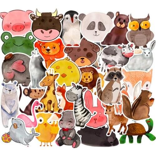 10/30/50PCS Ink Style Animal Kawaii Stickers DIY Skateboard Fridge Phone Guitar Motorcycle Luggage PVC Waterproof Joke Stickers