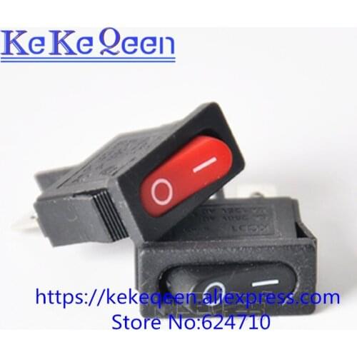 100PCS/LOT KCD1-110 10x22mm Black Red Ultrathin Rocker Switch Small Instrument Power Switch 6A 250V 10A 125VAC Free shipping