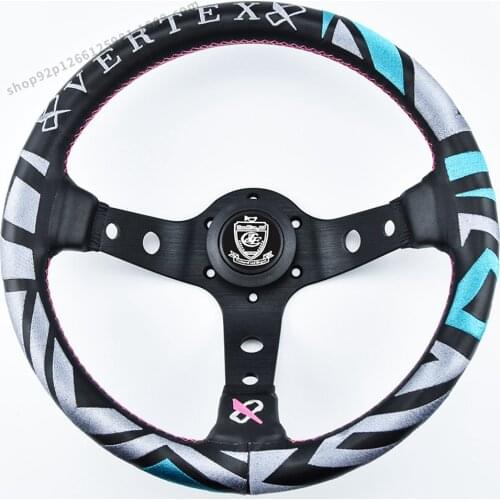 Vertex 13inch Sport Steering Wheels Genuine Leather Embroidery Drift