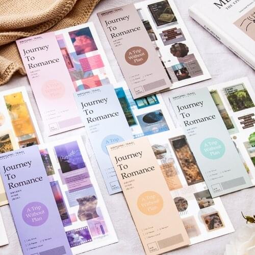 2 Pcs Romantic Trip Series INS Aesthetics Stickers Diary Scrapbook Decoration Collage School Supplies PET Material Waterproof