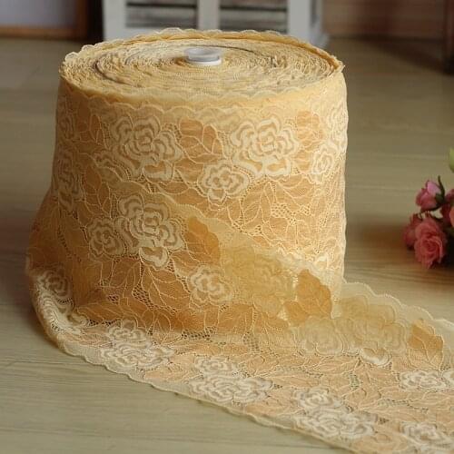 20cm wide 2 yds/lot, yellow Hair Decoration Wide Elastic Stretch Lace Trim wedding dress skirt lace trim