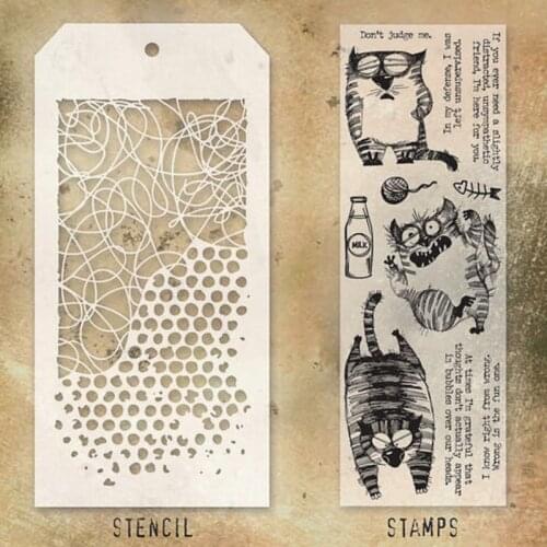 2021 New Retro Leopard Cat Pattern Clear Stamp and Stencil For DIY Making Words Greeting Card Scrapbooking No Metal Cutting Dies