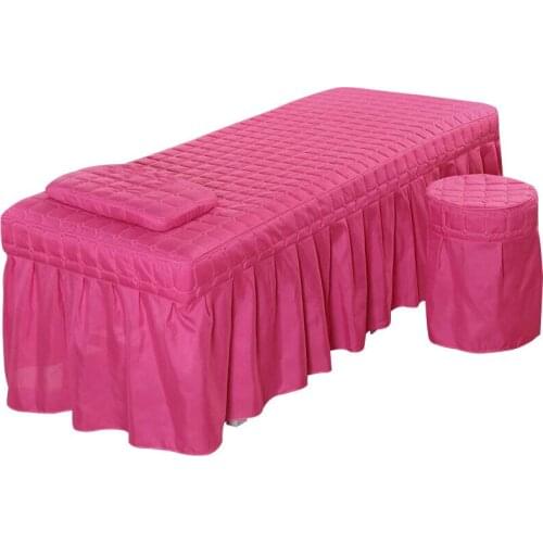 3pcs Set Beauty Salon Massage Table Bed Sheet Skirt Skin-Friendly Massage Sheet SPA Bed Full Cover with Pillowcase, Stool Cover