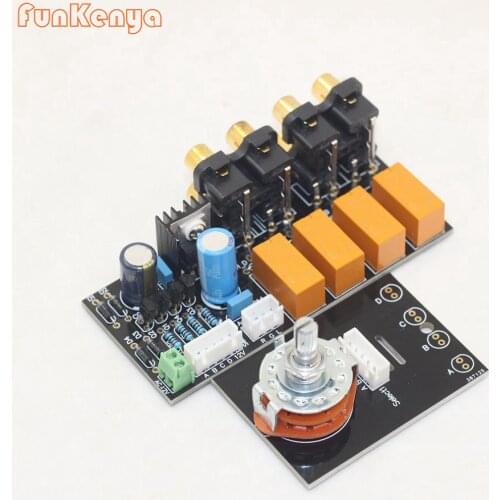 4 Way Signal Audio Selection Board Power Amplifier RCA Seat Audio Source Relay Switch Board AC12V Power Amp Chassis Kits