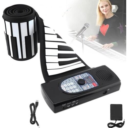 88 Keys MIDI Roll Up Piano Rechargeable Electronic Silicone Flexible Keyboard Organ Built-in Speaker Support Bluetooth