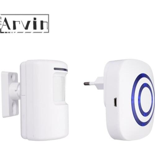 1pcs Visitor Doorbell Wireless PIR Store Shop Welcome Motion Sensor Entry Visitor Doorbell Alarm Door Bell with EU Plug