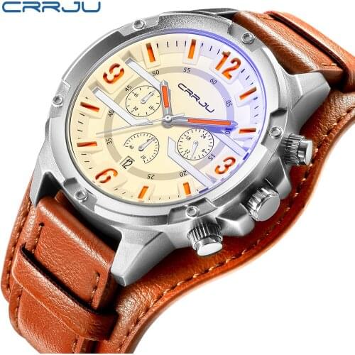 CRRJU Top Brand Luxury Mens Sports Chronograph Watch Military Waterproof Fashion Casual Quartz Watch Relogio Masculino