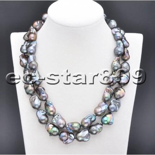 D0206 22mm Peacock-Black Baroque Reborn KESHI PEARL Necklace Bracelet Earring
