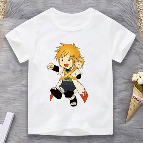 Bandai Children Clothing Cute Cartoon Naruto Print T-shirt Girls/Boys Funny Animal Baby Clothes Kids Summer Tops Tshirt Boys Tee